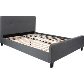 Global Industrial HG-31-GG Flash Furniture Tribeca Tufted Upholstered Platform Bed in Dark Gray, Queen Size image.