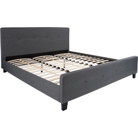 Global Industrial HG-32-GG Flash Furniture Tribeca Tufted Upholstered Platform Bed in Dark Gray, King Size image.