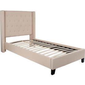 Global Industrial HG-33-GG Flash Furniture Riverdale Tufted Upholstered Platform Bed in Beige, Twin Size image.