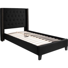 Global Industrial HG-37-GG Flash Furniture Riverdale Tufted Upholstered Platform Bed in Black, Twin Size image.