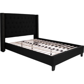 Global Industrial HG-38-GG Flash Furniture Riverdale Tufted Upholstered Platform Bed in Black, Full Size image.