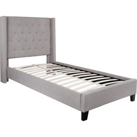 Global Industrial HG-41-GG Flash Furniture Riverdale Tufted Upholstered Platform Bed in Light Gray, Twin Size image.