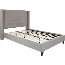 Flash Furniture Riverdale Tufted Upholstered Platform Bed in Light Gray Full Size