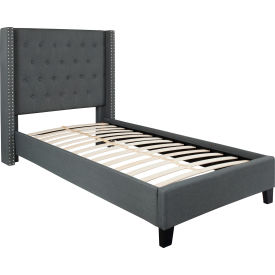 Global Industrial HG-45-GG Flash Furniture Riverdale Tufted Upholstered Platform Bed in Dark Gray, Twin Size image.