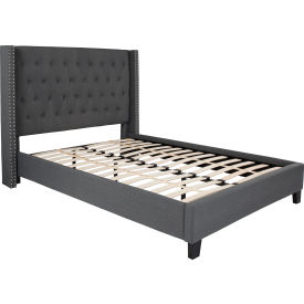 Flash Furniture Riverdale Tufted Upholstered Platform Bed in Dark Gray Full Size