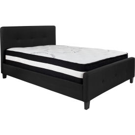 Global Industrial HG-BM-22-GG Flash Furniture Tribeca Tufted Upholstered Platform Bed, Black, Pocket Spring Mattress, Full image.