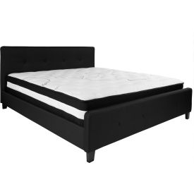 Flash Furniture Tribeca Tufted Upholstered Platform Bed Black Pocket Spring Mattress King