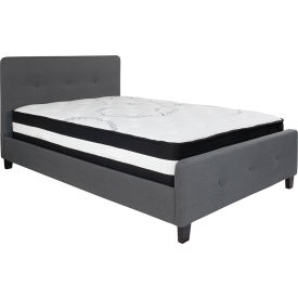 Flash Furniture Tribeca Tufted Upholstered Platform Bed Dark Gray Pocket Spring Mattress Full