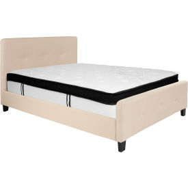 Flash Furniture Tribeca Tufted Upholstered Platform Bed Beige With Memory Foam Mattress Full