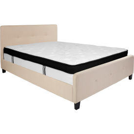 Global Industrial HG-BMF-19-GG Flash Furniture Tribeca Tufted Upholstered Platform Bed, Beige, With Memory Foam Mattress, Queen image.