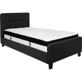 Flash Furniture Tribeca Tufted Upholstered Platform Bed Black With Memory Foam Mattress Twin