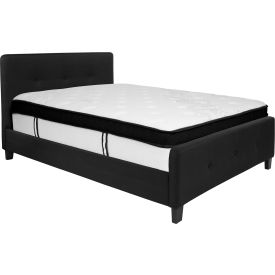 Global Industrial HG-BMF-22-GG Flash Furniture Tribeca Tufted Upholstered Platform Bed, Black, With Memory Foam Mattress, Full image.
