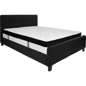 Global Industrial HG-BMF-23-GG Flash Furniture Tribeca Tufted Upholstered Platform Bed, Black, With Memory Foam Mattress, Queen image.