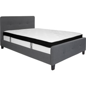 Flash Furniture Tribeca Tufted Upholstered Platform Bed Dark Gray Memory Foam Mattress Full
