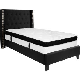 Global Industrial HG-BMF-37-GG Flash Furniture Riverdale Tufted Upholstered Platform Bed, Black, With Memory Foam Mattress, Twin image.