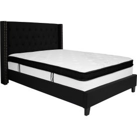 Global Industrial HG-BMF-38-GG Flash Furniture Riverdale Tufted Upholstered Platform Bed, Black, With Memory Foam Mattress, Full image.