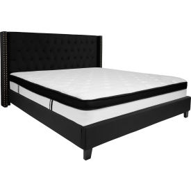 Global Industrial HG-BMF-40-GG Flash Furniture Riverdale Tufted Upholstered Platform Bed, Black, With Memory Foam Mattress, King image.