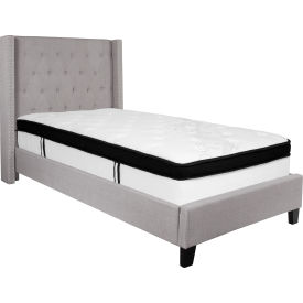 Global Industrial HG-BMF-41-GG Flash Furniture Riverdale Tufted Upholstered Platform Bed, Light Gray, Memory Foam Mattress, Twin image.