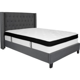 Flash Furniture Riverdale Tufted Upholstered Platform Bed Dark Gray Memory Foam Mattress Full