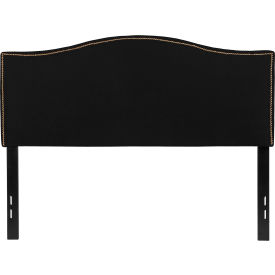 Global Industrial HG-HB1707-F-BK-GG Flash Furniture Lexington Upholstered Size Headboard with Accent Nail Trim in Black, Full image.