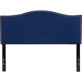Global Industrial HG-HB1707-F-N-GG Flash Furniture Lexington Upholstered Size Headboard with Accent Nail Trim in Navy, Full image.