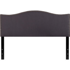 Global Industrial HG-HB1707-Q-DG-GG Flash Furniture Lexington Upholstered Size Headboard with Accent Nail Trim in Dark Gray, Queen image.