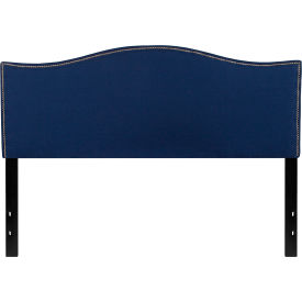 Global Industrial HG-HB1707-Q-N-GG Flash Furniture Lexington Upholstered Size Headboard with Accent Nail Trim in Navy, Queen image.