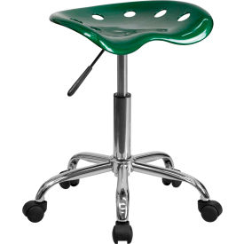 Global Industrial LF-214A-GREEN-GG Flash Furniture Desk Stool - Backless - Plastic - Green image.