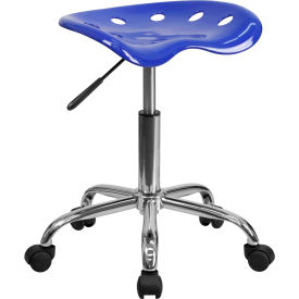 Global Industrial LF-214A-NAUTICALBLUE-GG Flash Furniture Desk Stool - Backless - Plastic - Blue image.