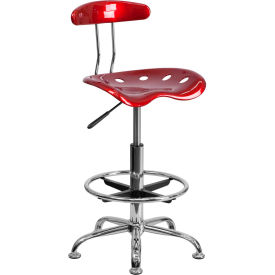 Global Industrial LF-215-WINERED-GG Flash Furniture Desk Stool with Back - Plastic - Red image.