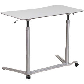 Global Industrial NAN-IP-6-1-GG Flash Furniture Sit/Stand Computer Ergonomic Desk, Light Gray image.