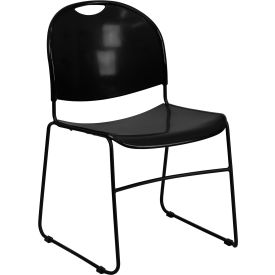 Global Industrial RUT-188-BK-GG Flash Furniture Ultra-Compact Stack Chair - Black - Hercules Series image.