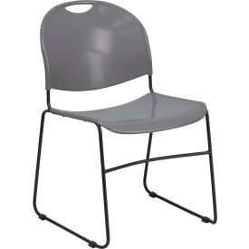 Global Industrial RUT-188-GY-GG Flash Furniture Ultra Compact Plastic Stacking Chair - 880 lb. Capacity - Gray - Hercules Series image.