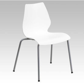 Flash Furniture Stacking Chair with Lumbar Support - 770 lb. Capacity - White - Hercules Series