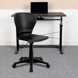 Global Industrial RUT-A103-BK-GG Flash Furniture Mid-Back Black Plastic Swivel Task Office Chair image.