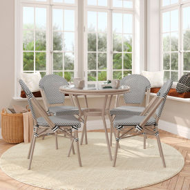 Flash Furniture® Marseille 31-1/2" Round Commercial Bistro Table with 4 Chairs Black/White 