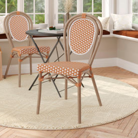 Flash Furniture® Lourdes Thonet Bistro Stacking Chair Natural/White Seat Light Natural Frame 