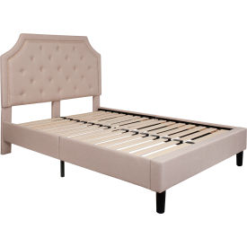 Global Industrial SL-BK4-F-B-GG Flash Furniture Brighton Tufted Upholstered Platform Bed in Beige, Full Size image.