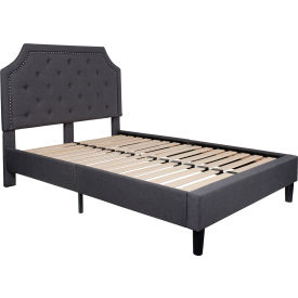 Global Industrial SL-BK4-F-DG-GG Flash Furniture Brighton Tufted Upholstered Platform Bed in Dark Gray, Full Size image.