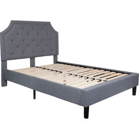 Global Industrial SL-BK4-F-LG-GG Flash Furniture Brighton Tufted Upholstered Platform Bed in Light Gray, Full Size image.