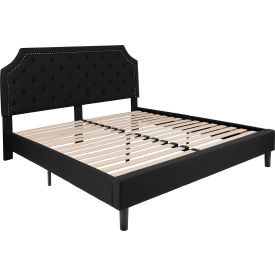 Global Industrial SL-BK4-K-BK-GG Flash Furniture Brighton Tufted Upholstered Platform Bed in Black, King Size image.