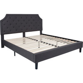 Global Industrial SL-BK4-K-DG-GG Flash Furniture Brighton Tufted Upholstered Platform Bed in Dark Gray, King Size image.