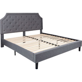 Global Industrial SL-BK4-K-LG-GG Flash Furniture Brighton Tufted Upholstered Platform Bed in Light Gray, King Size image.