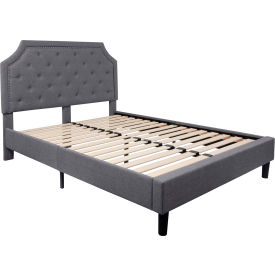 Global Industrial SL-BK4-Q-LG-GG Flash Furniture Brighton Tufted Upholstered Platform Bed in Light Gray, Queen Size image.