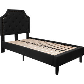 Global Industrial SL-BK4-T-BK-GG Flash Furniture Brighton Tufted Upholstered Platform Bed in Black, Twin Size image.