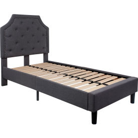 Global Industrial SL-BK4-T-DG-GG Flash Furniture Brighton Tufted Upholstered Platform Bed in Dark Gray, Twin Size image.