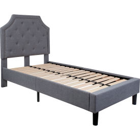 Global Industrial SL-BK4-T-LG-GG Flash Furniture Brighton Tufted Upholstered Platform Bed in Light Gray, Twin Size image.