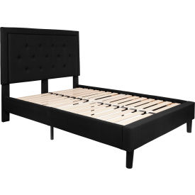 Global Industrial SL-BK5-F-BK-GG Flash Furniture Roxbury Tufted Upholstered Platform Bed in Black, Full Size image.