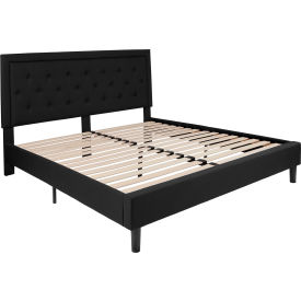 Global Industrial SL-BK5-K-BK-GG Flash Furniture Roxbury Tufted Upholstered Platform Bed in Black, King Size image.