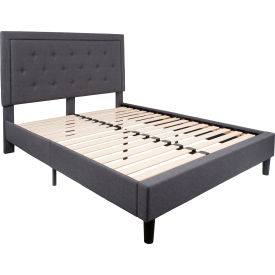 Global Industrial SL-BK5-Q-DG-GG Flash Furniture Queen Platform Bed  Platform Bed Frame with Headboard, Queen Size image.